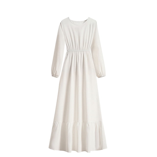 Gspmoly Robes d'Été pour Femmes, Robe Décontractée pour Femmes à la Mode, Robe à Col Rond à Manches Longues, Robe Longue à Taille, Robes de Cocktail pour Femmes Économies