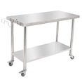 thumbnail image 1 of BeesClover Stainless Steel Table for Prep & Work with Backsplash, Kitchen Heavy Duty Table with Adjustable Under Shelf and Foot for Restaurant, Home and Hotel, 1 of 6