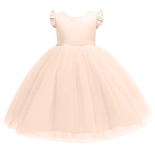 RXIRUCGD 2025 Vêtements d'Été pour Enfants Robe en Maille Unie à la Mode pour Filles Robe de Performance Formelle pour Filles