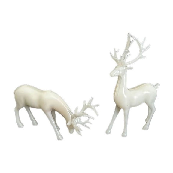 Ensemble de 2 Ornements de Cerf en Plastique de Noël, Décorations Scandinaves Modernes pour Salon, Meuble Télé, Armoire à Vin et Bibliothèque, Figurines de Table des Fêtes pour Accents d'Étagère à la Maison