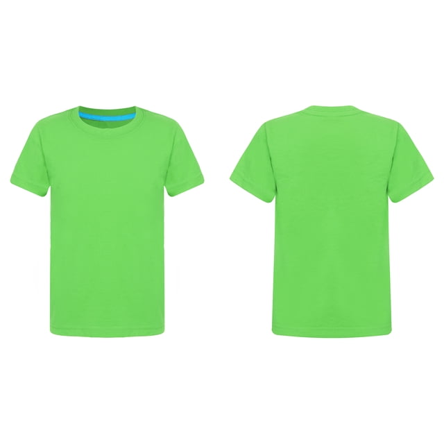 Ocealan Lot de 2 T-Shirts à Col Rond à Manches Courtes pour Garçons et Filles, Couleur Unie, Été, Décontracté, Coton, Hauts Tee 2-12 Ans Vert 3-4