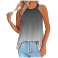 thumbnail image 1 of Timegard Womens Tank Tops Gradient Color Crew Neck Back Button Ruched Casual Sleeveless Tops Blouses, 1 of 3