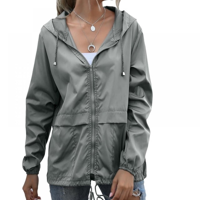 Veste Imperméable Légère pour Femmes Coupe-Vent Extérieur à Capuche pour Randonnée Voyage Imperméable pour Femmes Veste de Pluie Légère Coupe-Vent à Capuche avec Poches pour Extérieur