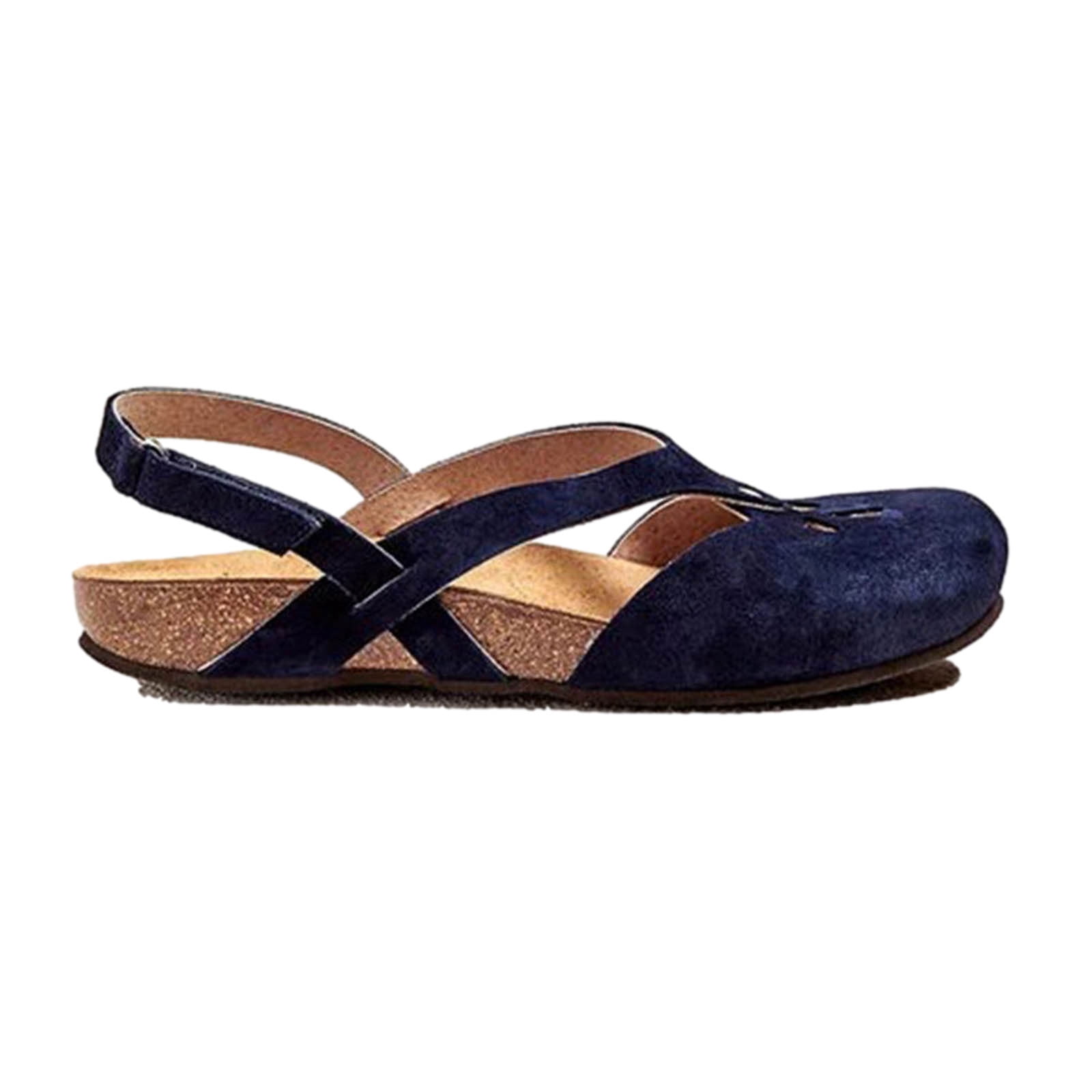 Babysbule Womens Clearance Sandals, Summer Round-toe Frosted Suede Flat Solid Color Buckle Backspace Casual Sandals