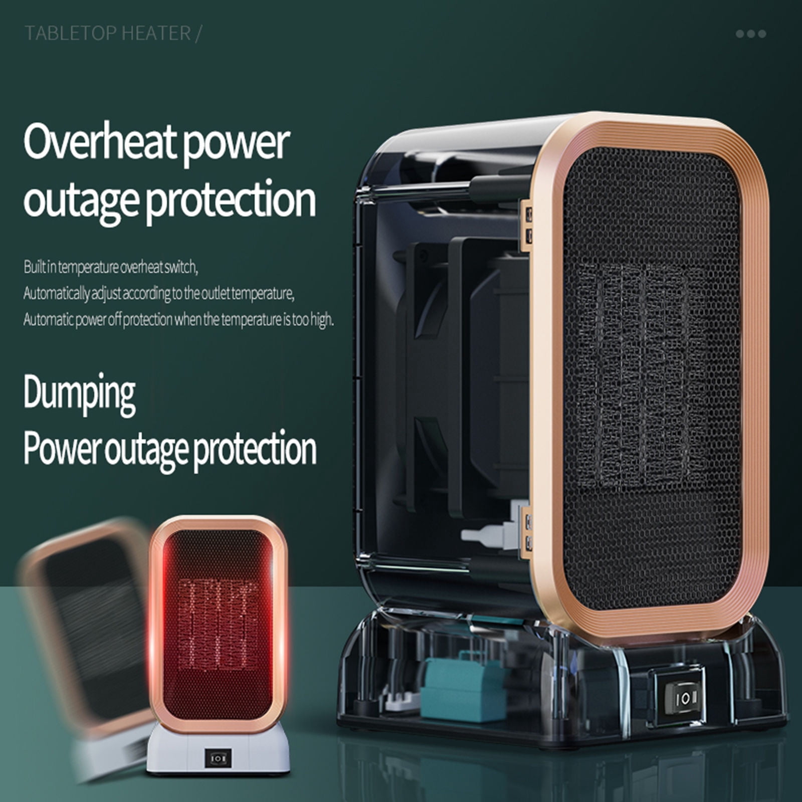 Wzzjkit Space Heater, Portable Electric Heater Adjustable Angle for Indoor Use, Upgraded Small Desk Heater with Overheat Protection for Bedroom, Office