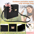 thumbnail image 2 of Leather Crossbody Water Cup Storage Bag with Adjustable Shoulder Strap Brown, 2 of 7