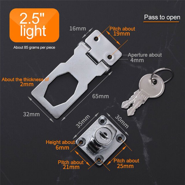 2.5/3/4inch Door Locking Hasp Staple Padlock Cupboard Shed Garage Lock with Keys