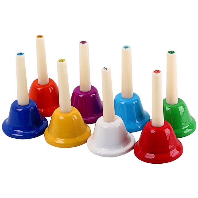 stanreset Musical Toy Anti-skidding Handles Handbells Percussion Instrument Accessories Lightweight 8-Note Hand Bell Baby Early Education