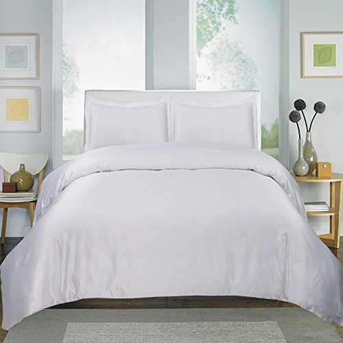 Home Sweet Collection 3 PC Solid Egyptian Cotton Duvet set (King, White)
