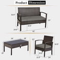 thumbnail image 4 of Costway 4pcs Patio Rattan Wicker Furniture Set Loveseat Sofa Cushioned Garden Yard, 4 of 10