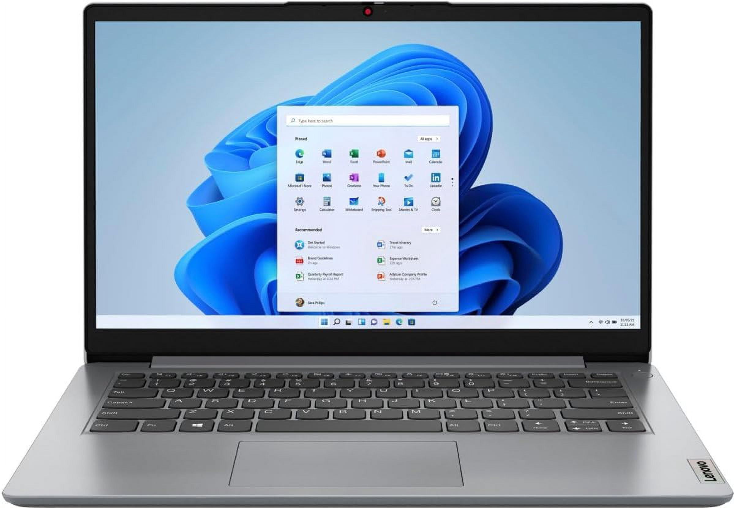 Refurbished (Good) Lenovo IdeaPad 1 14.0" HD Laptop (Intel Celeron N4020, 4GB RAM, 128GB eMMC, Windows 11 S Mode) - Cloud Grey (82V60065US)
