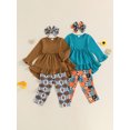 thumbnail image 3 of FOCUSNORM Toddler Baby Girls Cowgirl Clothes Set Ruffled Trim Long Sleeve Tops Long Pants Headband Fall Spring Outfits, 3 of 9