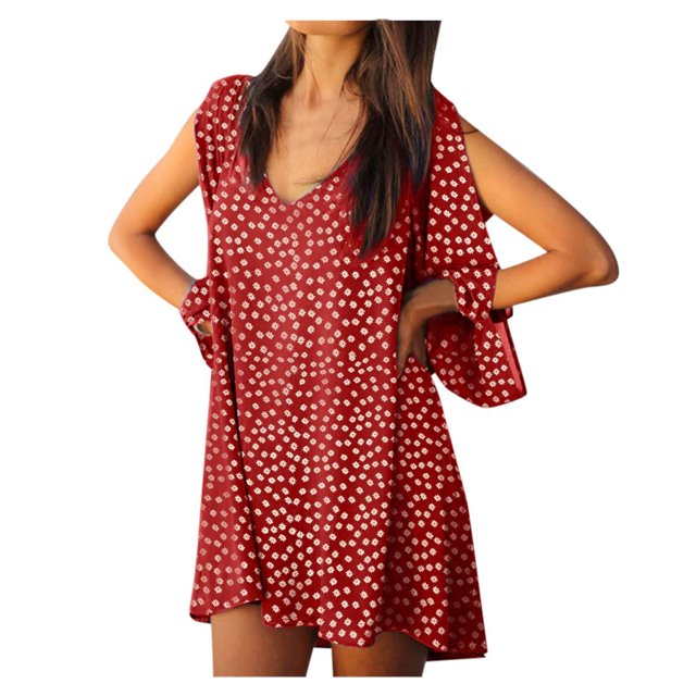 Heliisoer Robe pour Femme, Liquidation Mode d'Été Femmes Robe Épaules Dénudées Été Plage Décontractée Soirée Fête Courte Mini Robe