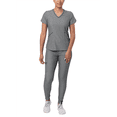 thumbnail image 1 of Adar Pro Heather Modern Athletic Scrub Set For Women - Modern V-Neck Scrub Top & Yoga Jogger Scrub Pants, 1 of 7