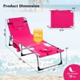 thumbnail image 3 of Gymax Outdoor Folding Chaise 5-Position Lounge Chair w/ Face Hole & Adjustable Footrest Pink, 3 of 10