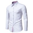 thumbnail image 3 of RXIRUCGD Chemise en Jean Décontractée pour Homme à Manches Longues avec Boutons, Poches et Col Rabattable, Blanc, Taille : S, 3 of 8