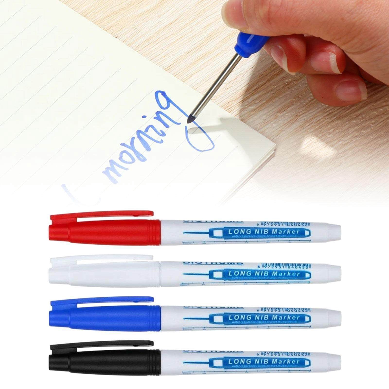 Langgg 4x Deep Hole Marker Pens Lightweight 30mm Long Tip Markers for Furnishing