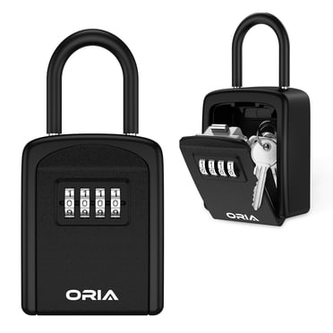 ORIA Boîte de Verrouillage de Clés, Coffre de Sécurité Mural pour Clés, Boîte de Rangement de Clés à Combinaison de 4 Chiffres, Capacité de 5 Clés, Noir