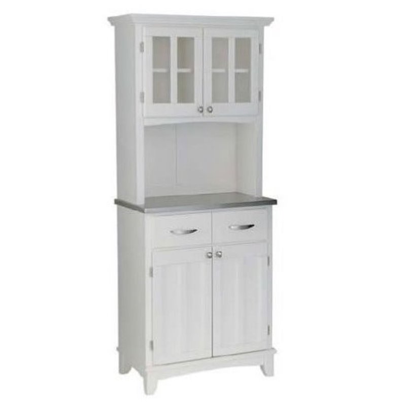Bowery Hill Buffet with 2 Door Panel Hutch in White