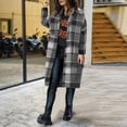 thumbnail image 5 of Women's Long Plaid Flannel Shirts Shacket Plus Size Long Sleeve Oversized Button Shirt Fall Spring Trench Coat with Pockets Black M, 5 of 5