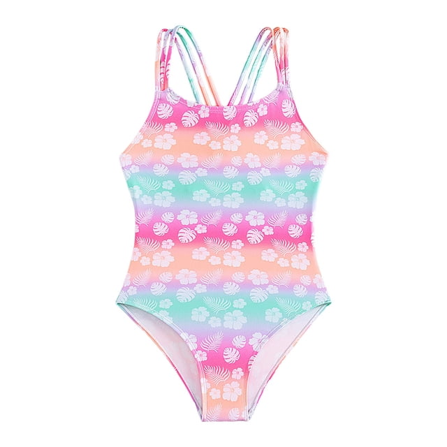 Maillots de Bain une Pièce pour Filles Sans Manches à Rayures à Volants Maillots de Bain 12-13 Ans