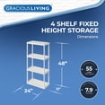 thumbnail image 2 of Gracious Living Unité de Rangement Légère à 4 Tablettes à Hauteur Fixe, Blanc (Lot de 2), 2 of 12