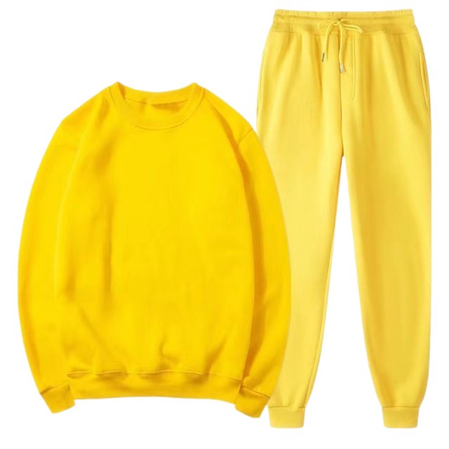 Weiqiqre Sweat Suits for Men Solid Color Loose Fit Basic Pullover Round Neck Sweatshirt Sport Jogging Suits
