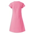 thumbnail image 5 of Tumotour Robe d'Été pour Femmes à Col en V, Longueur Genou, Robe Décontractée, Couleur Unie, Manches Courtes, Coupe Ample, Robe de Vacances, Robe en Lin pour la Plage, Sorties, Fête, Rendez-Vous, 5 of 5