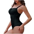 thumbnail image 3 of Push Up One Piece Swimsuits Womens Adjustable Straps Tummy Control Bathing Suits Scoop Neck Ruched Slimming Swimwear, 3 of 5