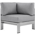 thumbnail image 3 of Modway Shore Fauteuil d'Angle de Patio Extérieur en Aluminium et Tissu, Argent/gris, 3 of 4