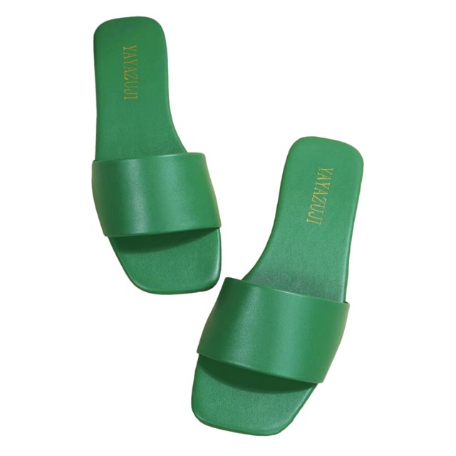 hopeusnice Sandales à Talon Bas pour Femmes à Bout Rond Chaussures Plates Mules Chaussures à Bout Ouvert à Enfiler Chaussures de Plage Confortables Vert 41