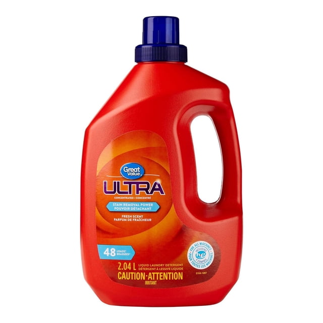 Great Value Ultra Liquid Laundry Detergent, Fresh Scent, 2.04 Litres, 48 Wash Loads