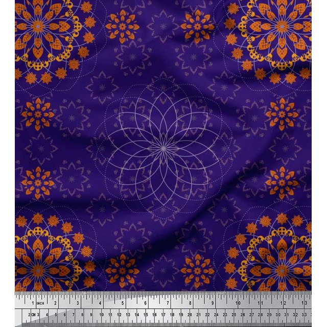 Soimoi Cotton Cambric Fabric Mandala Decorative Fabric Prints by Yard 56 Inch Wide