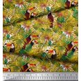 thumbnail image 2 of Soimoi Moss Georgette Fabric Leaves & Toucan Bird Print Sewing Fabric Yard 42 Inch Wide, 2 of 3