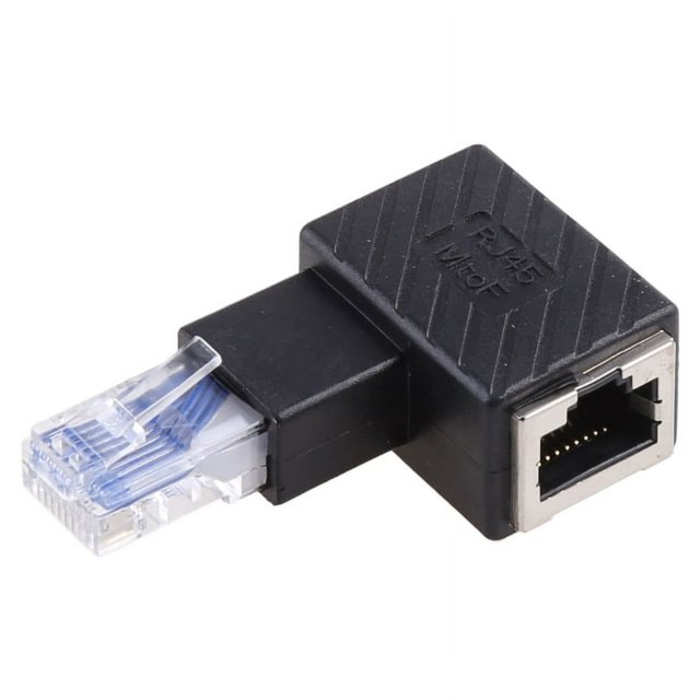 90 Degree Right Left Up Down Angle RJ45 Male to Female Cat 5 / 6 Ethernet LAN Extension Adapter