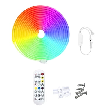yeacher Bande Lumineuse DEL RVB Intelligente avec Synchronisation Musicale Bluetooth, Néon Flexible en Silicone Bricolage, Contrôle par Appli/télécommande, Longueur 10 m, Double Mode Graffiti 24 Touches, Réactive au Son, Prise US, Emballage en Boîte Couleur