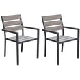 thumbnail image 3 of CorLiving Gallant Aluminum and Poly-Wood Slatted Outdoor Dining Chairs, Charcoal Grey (Set of 2), 3 of 5
