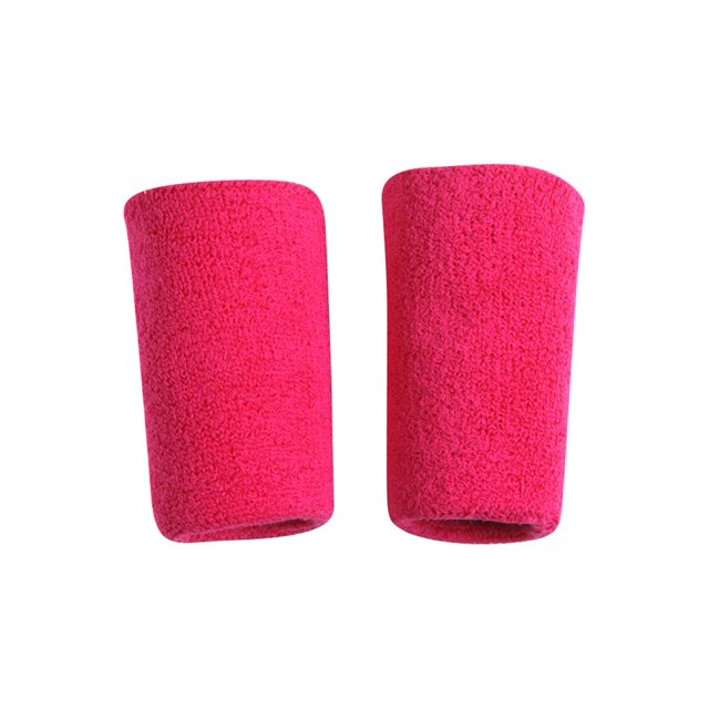 Terry Cloth 2 Pair ( 4 pieces ) Wristbands, Long Hot Pink