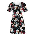 thumbnail image 4 of SMihono Robe Maxi Bohème d'Été pour Femmes Grande Taille Mode pour Femmes à Col Rond à Manches Courtes Robe Chandail Imprimée Robe de Plage Évasée, 4 of 4