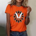 thumbnail image 2 of Dadaria T-Shirt pour Femmes Chemise Orange Manches Courtes Col Rond Été Imprimés de Main Chandail Blouses m, 2 of 6