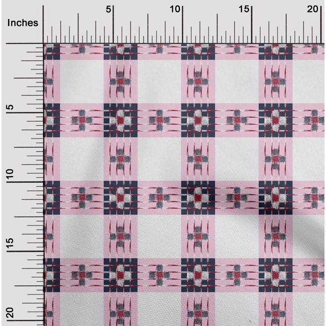 oneOone Viscose Chiffon Fabric Check Ikat Fabric Prints By Yard 42 Inch Wide