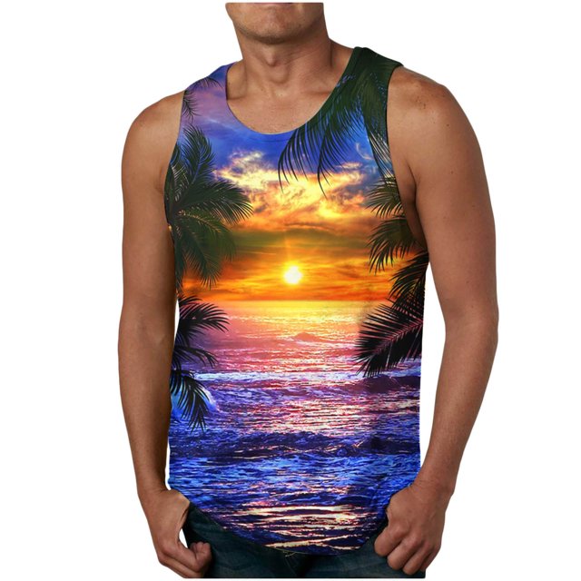 Birdeem Nouveau Débardeur Décontracté Mode Homme Été Floral Hawaïen Imprimé Sport Col Rond