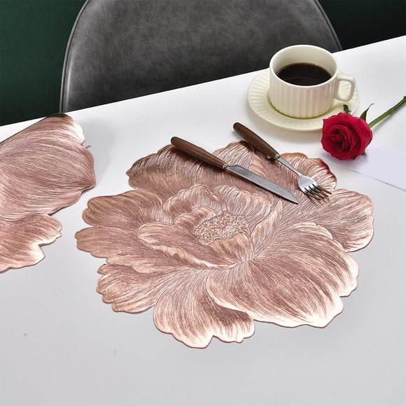 Nilvkv Simulation Flower PVC Table Mat Stamping Waterproof Non Slip Heat Insulation Elegant Decoration Protection Dining Table Suitable for Kitchen