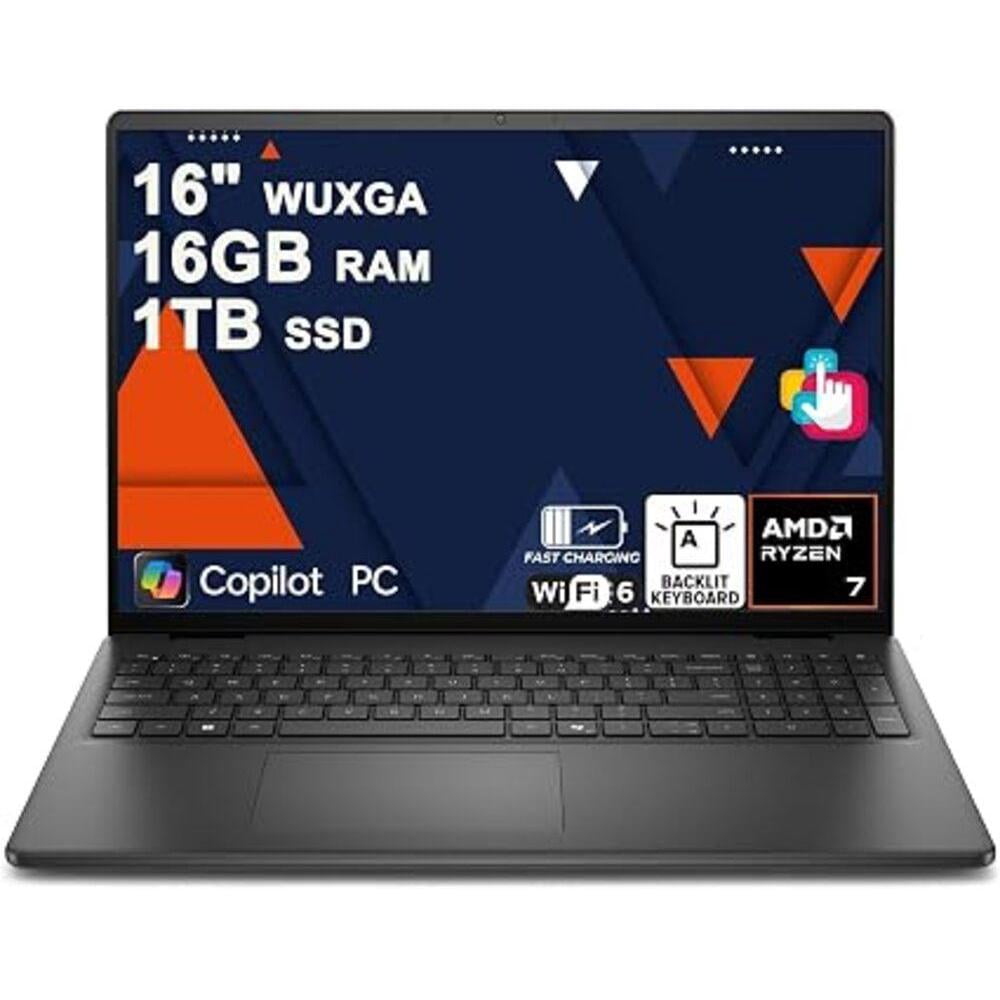 Open Box - Dell 16 LDC16255-A087BLK 16" Touchscreen Laptop - Carbon black (AMD Ryzen 7 250 / 16 GB RAM / 1 TB SSD / Windows 11 Home)