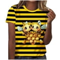 thumbnail image 2 of YFNNUP Chemises pour Femmes Grande Taille Mode Imprimé Manches Courtes Hauts Basiques Légers Col Rond T-Shirt Été Sortie Vacances Blouse Graphique Noir XXXXXL, 2 of 5