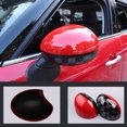 thumbnail image 1 of 2x Black/Grey Checkered Red Mirror Covers for MINI Cooper R55 R56 R57, 1 of 11