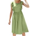 thumbnail image 1 of Ruffle Sleeve Dress for women Round-Neck Casual Loose Skirt Solid Sleeveless Ruffles Longuette Dress, 1 of 8