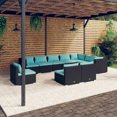 thumbnail image 1 of vidaXL 10 Piece Garden Lounge Set with Cushions Poly Rattan Black, 1 of 4