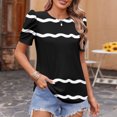 thumbnail image 2 of Pisexur Hauts pour Femmes, Hauts de Sortie pour Femmes & T-Shirt à Manches Courtes Col Rond Imprimé, Haut Ample, Hauts de Printemps pour Femmes Noir, P, 2 of 6