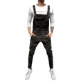 thumbnail image 1 of VEKDONE 2025 Men's Casual Denim Bib Overalls Slim One-Piece Jumpsuits Washed Jeans Ripped Long Rompers Trousers A Coffee,X-Large, 1 of 1